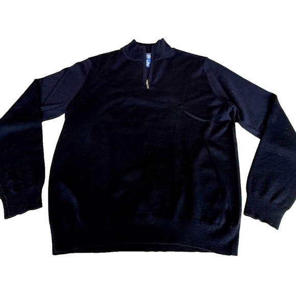 JOSEPH & LYMAN Italian Merino Wool 1/4 Zip Mock Neck Sweater; Navy Blue; Men's M - Picture 1 of 5